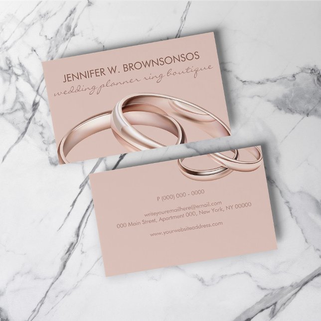 Rose gold Pink Wedding Celebration Ring Business Card (Rose gold Pink Wedding Celebration Ring Business Card)