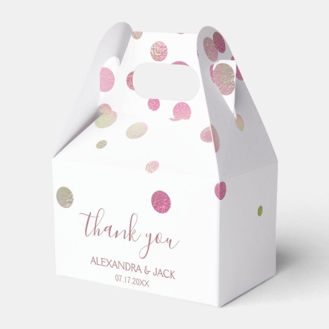 Rose Gold Pink Wedding Faux Foil Glitter Favour Box (Front Side)