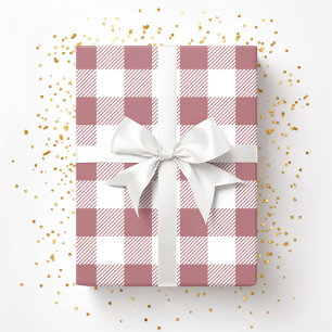 Rose Gold Pink White Plaid Pattern Wrapping Paper
