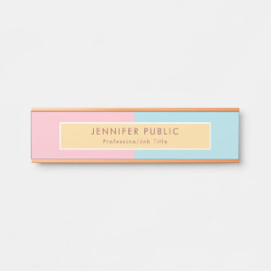 Rose Gold Pink Yellow Blue Modern Stylish Template Door Sign