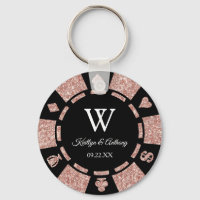 Rose Gold Poker Chip Casino Wedding Party Favour