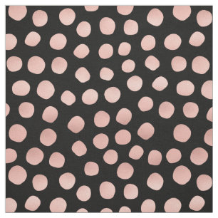 Rose Gold Polka Dot Black Printed Fabric