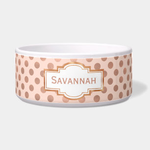 Rose Gold Polka Dot Custom Pet Bowl