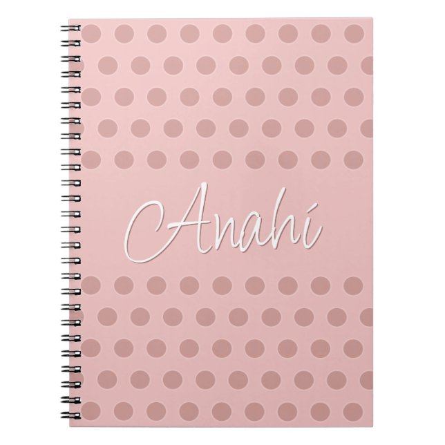 Rose Gold Polka Dot Personalised Notebook (Front)