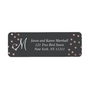 Rose Gold Polka Dots and Charcoal Black Labels