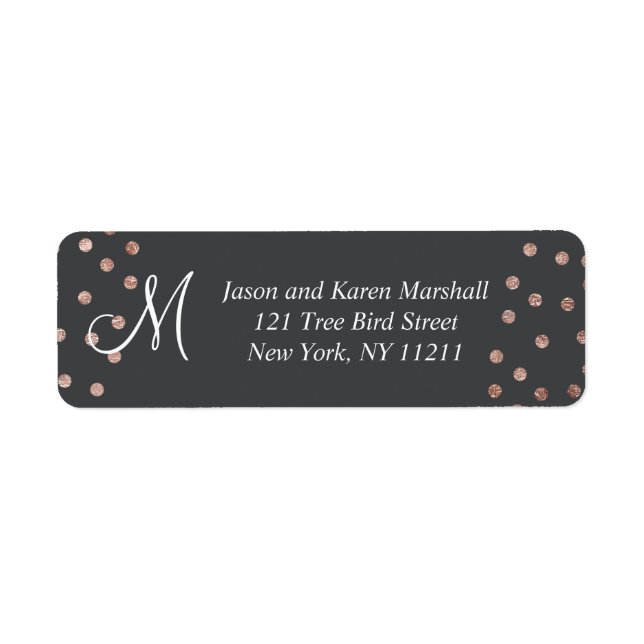 Rose Gold Polka Dots and Charcoal Black Labels (Front)