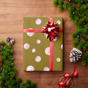Rose Gold Polka Dots Yellow Brown Geometric Circle Wrapping Paper