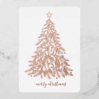 Rose Gold Pressed Wreath Merry Christmas Foil Holi Foil Holiday Card