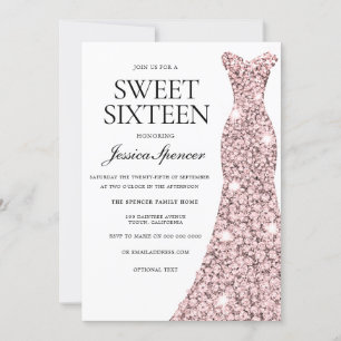 Rose Gold & Pretty Dress Sweet 16 Invite