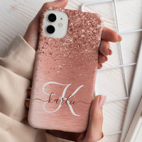 Rose Gold Pretty Girly Silver Glitter Sparkly Case