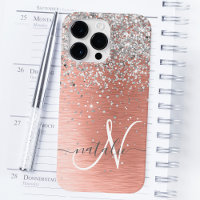 Rose Gold Pretty Girly Silver Glitter Sparkly