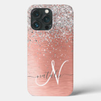 Rose Gold Pretty Girly Silver Glitter Sparkly
