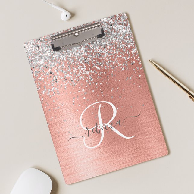  Rose Gold Pretty Girly Silver Glitter Sparkly Clipboard (Creator Uploaded)