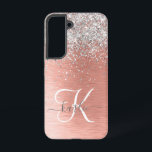 Rose Gold Pretty Girly Silver Glitter Sparkly Samsung Galaxy Case<br><div class="desc">Easily personalise this trendy chic phone case design featuring pretty silver sparkling glitter on a rose gold brushed metallic background.</div>