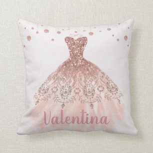 Rose Gold Princess Dress Ball Gown Couture Cushion