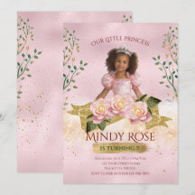 Rose Gold Princess Kids Birthday Invitation