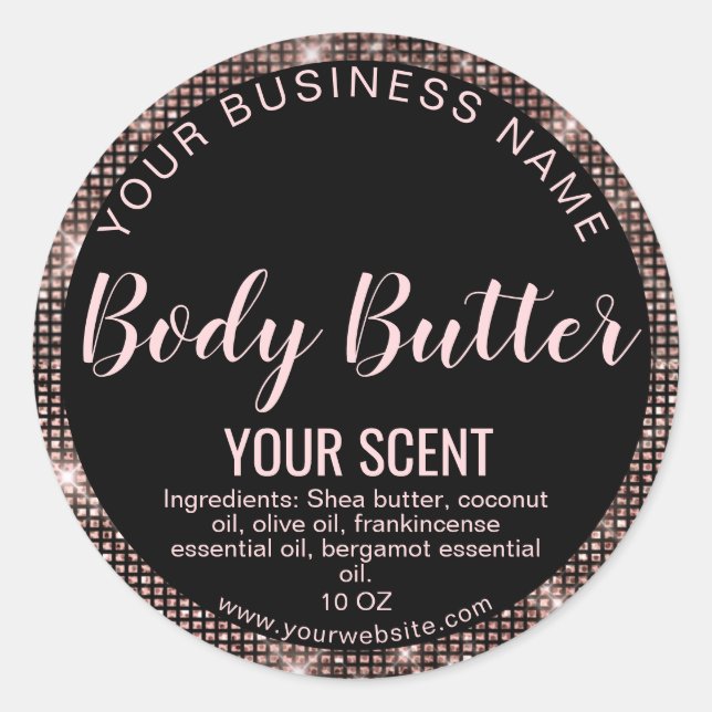 rose gold product label body butter (Front)