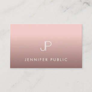 Rose Gold Professional Modern Monogram Elegant Business Card