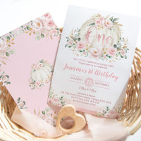 Rose Gold Pumpkin 1st Birthday Blush Pink Floral