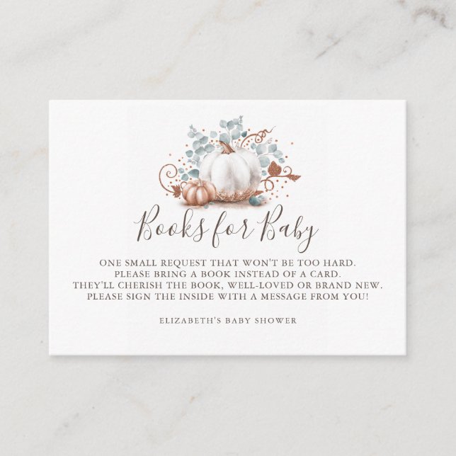 Rose Gold Pumpkin | Books for Baby Baby Shower Enclosure Card (Front)