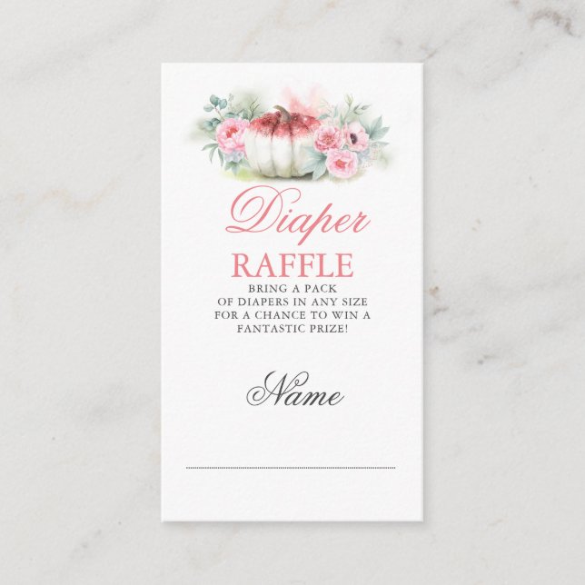 Rose Gold Pumpkin Fall Baby Shower Diaper Raffle Enclosure Card (Front)