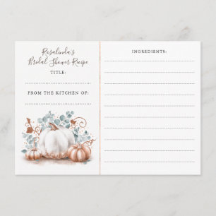 Rose Gold Pumpkin Fall Bridal Shower Recipe Enclosure Card