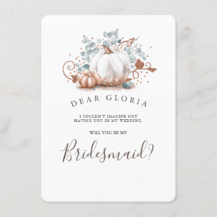 Rose Gold Pumpkin Fall Wedding Bridesmaid Proposal Invitation