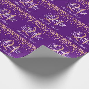 Rose Gold Purple 21st Birthday Glitter Confetti Wrapping Paper