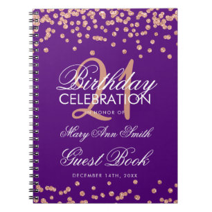 Rose Gold Purple 21st Birthday Guest Book Confetti