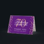 Rose Gold Purple 70th Birthday Thank you Confetti Card<br><div class="desc">Elegant 70th Birthday Party Rose Gold Faux Glitter Confetti Purple template. Easy to use and easy to personalise. Order Today!</div>
