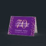 Rose Gold Purple 70th Birthday Thank you Confetti Card<br><div class="desc">Elegant 70th Birthday Party Rose Gold Faux Glitter Confetti Purple template. Easy to use and easy to personalise. Order Today!</div>