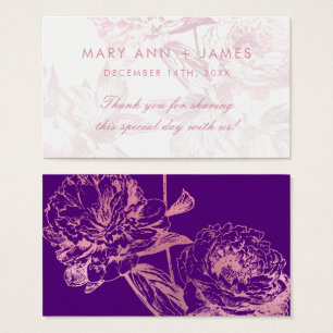 Rose Gold Purple Floral Thank You Favour Tag