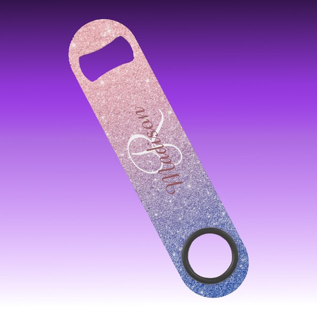 Rose Gold Purple Glitter Look Ombre Monogram  (Creator Uploaded)