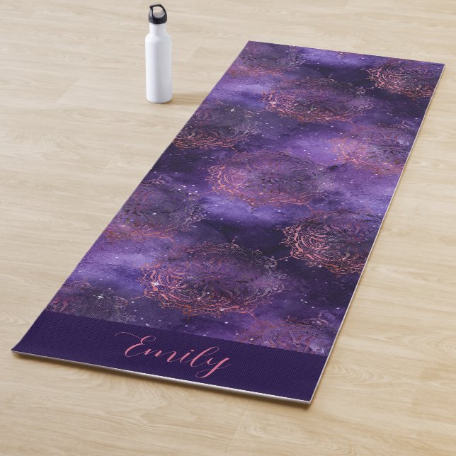 Rose Gold Purple Mandala Galaxy Celestial  Yoga Mat (In Situ)