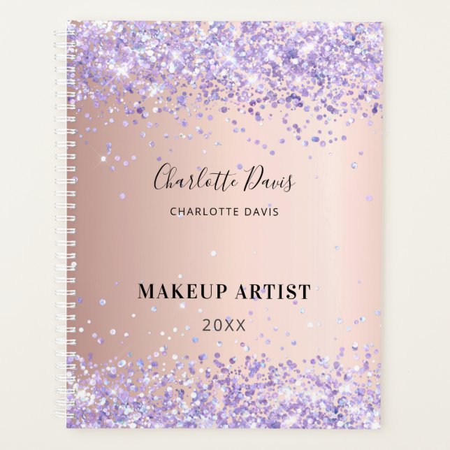 Rose gold purple name signature 2026 planner (Front)