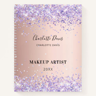 Rose gold purple name signature business notebook
