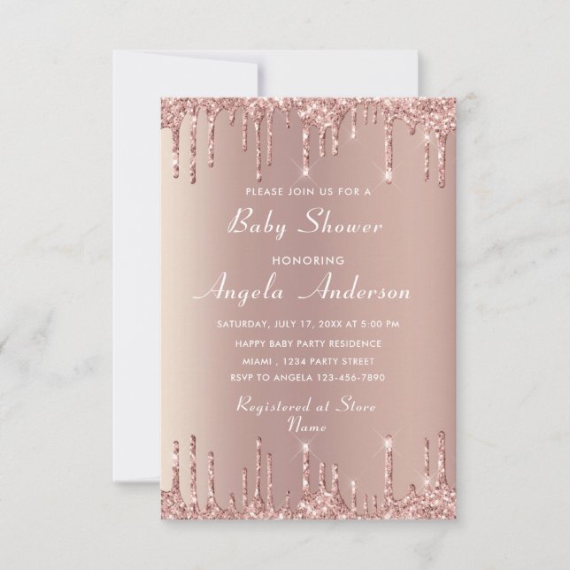 Rose Gold QR Code Baby Boy Shower Invitation (Front)