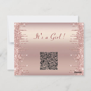 Rose Gold QR Code Baby Girl Shower Invitation Postcard
