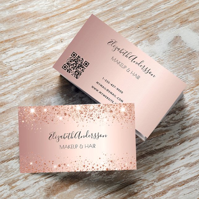 Rose gold QR code Business Card (Creator Uploaded)