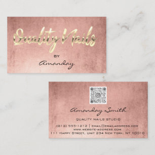 Rose Gold Quality Nail Script QR Code Logo Business Card