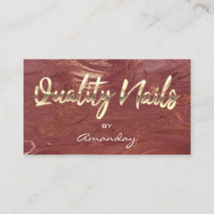 Rose Gold Quality Nail Script QR Code Logo  Business Card