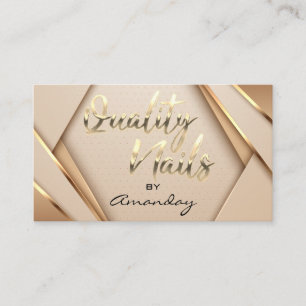 Rose Gold Quality Nails Script Geometric Logo Business Card