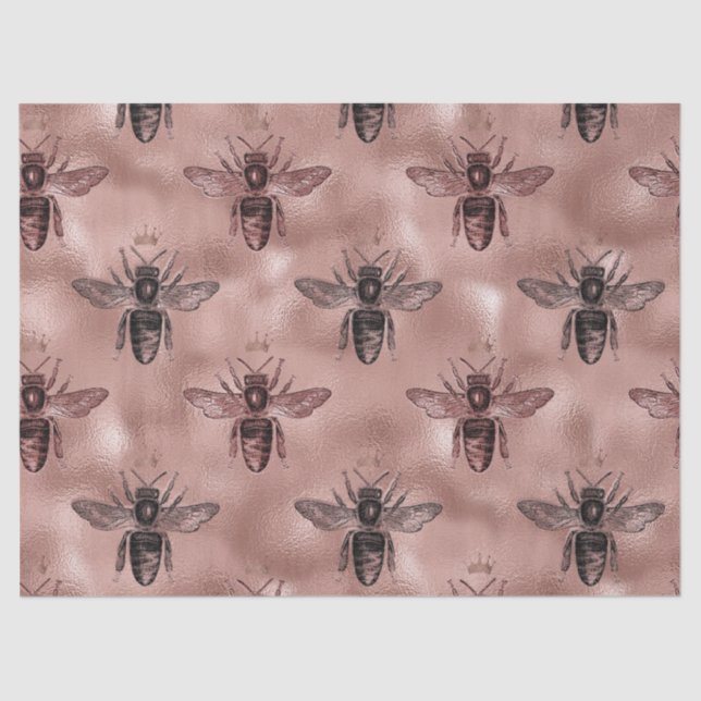 Rose Gold Queen Bee Decoupage Tissue Paper (Front)