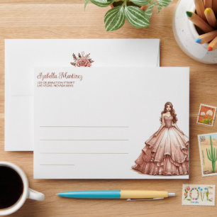 Rose Gold Quinceañera Dress Envelope