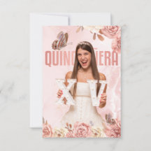 Rose Gold Quinceanera﻿ Floral Princess Butterfly