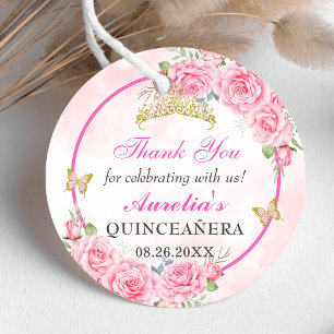 Rose Gold Quinceanera Miss Quince 15 Anos Birthday Favour Tags
