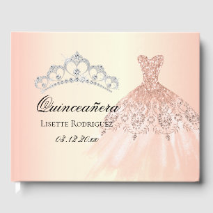 Rose Gold Quinceanera Personalised Guest Book