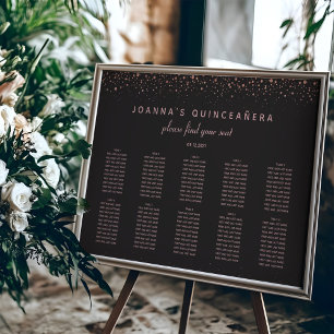 Rose Gold Quinceañera Seating Chart   10 Tables