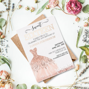 Rose Gold Real Foil Sweet 16 Sixteen Glitter Dress
