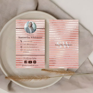 Rose Gold Realtor Modern Real Estate Business Card